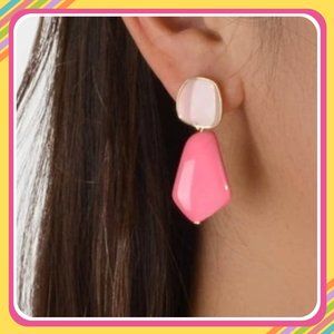 Pink Two-Tone Drop Earrings
